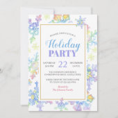 パステルウォーターカラーウィンタースノーフレーク |クリスマス 招待状 (正面)