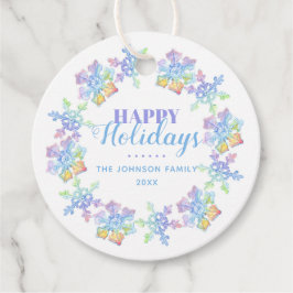 パステルウォーターカラーウィンタースノーフレーク |休日 フェイバータグ