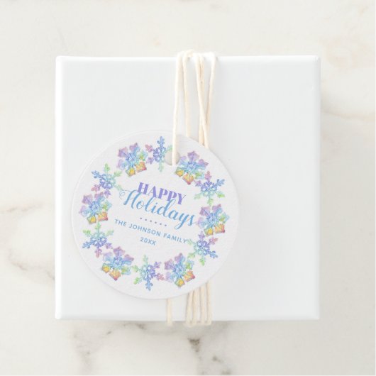 パステルウォーターカラーウィンタースノーフレーク |休日 フェイバータグ (インサイチュ)