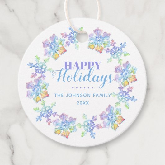 パステルウォーターカラーウィンタースノーフレーク |休日 フェイバータグ (正面)