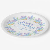 パステルウォーターカラーウィンタースノーフレーク |休日 ペーパープレート (アングル)