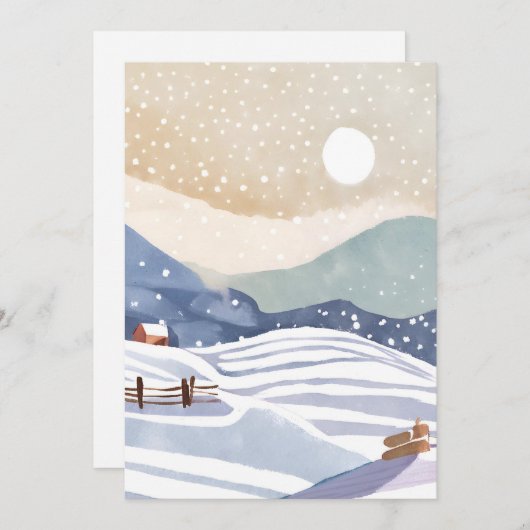 パステルウォーターカラーウィンターヒルズ シーズンカード (正面/裏面)