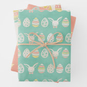 パステルウォーターカラーエッグバニーイースターメリー ラッピングペーパーシート (インサイチュ)