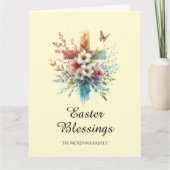 パステルウォーターカラーエレガントクロスクリスチャン復活祭 カード (正面)