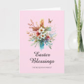 パステルウォーターカラーエレガントクロスクリスチャン復活祭 カード (正面)