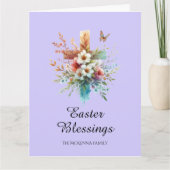 パステルウォーターカラーエレガントクロスクリスチャン復活祭 カード (正面)