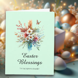 パステルウォーターカラーエレガントクロスクリスチャン復活祭 カード