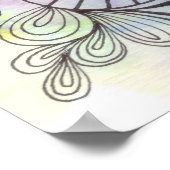 パステルウォーターカラーエレガント花模様ブラックラインアート ポスター (角)