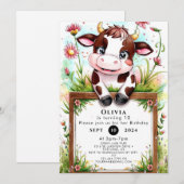 パステルウォーターカラーカウズ誕生日 招待状 (正面/裏面)