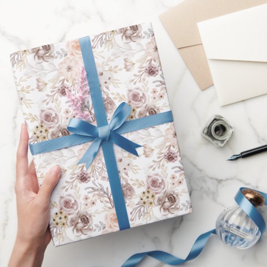 パステルウォーターカラーカラフルバラ ラッピングペーパー (ギフト)