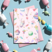 パステルウォーターカラーキャンディランドバースデーパーティーテーマ 招待状