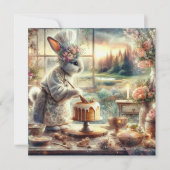 パステルウォーターカラーキュートカントリーシェフバニーイースター シーズンカード (正面)