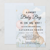 パステルウォーターカラーギザギザベイビーボーイ招待状 招待状 (正面/裏面)