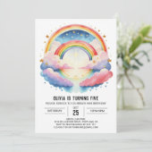 パステルウォーターカラークラウドガール誕生日 招待状 (スタンド正面)