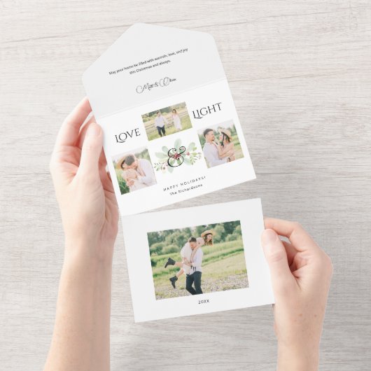 パステルウォーターカラークリスマスフローラ3 – 写真 オールインワン招待状 (貼ってはがせる)