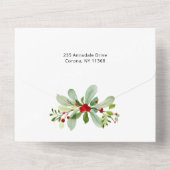 パステルウォーターカラークリスマスフローラ3 – 写真 オールインワン招待状 (裏面)