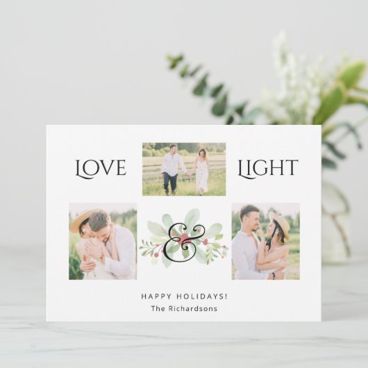 パステルウォーターカラークリスマスフローラ3 – 写真 シーズンカード (スタンド正面)