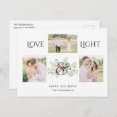 パステルウォーターカラークリスマスフローラ3 – 写真 シーズンポストカード (正面/裏面)