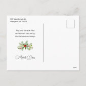 パステルウォーターカラークリスマスフローラ3 – 写真 シーズンポストカード (裏面)