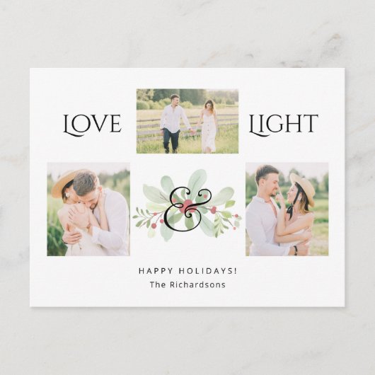 パステルウォーターカラークリスマスフローラ3 – 写真 シーズンポストカード (正面)