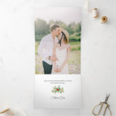 パステルウォーターカラークリスマスフローラ3 – 写真 三つ折りクリスマスカード (内部)