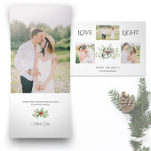 パステルウォーターカラークリスマスフローラ3 – 写真 三つ折りクリスマスカード