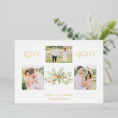 パステルウォーターカラークリスマスフローラ3 – 写真 箔シーズンカード (立ち正面)