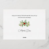 パステルウォーターカラークリスマスフローラ3 – 写真 箔シーズンカード (裏面)