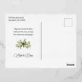 パステルウォーターカラークリスマスフローラ3 – 写真 箔シーズンポストカード (裏面)