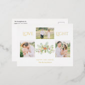 パステルウォーターカラークリスマスフローラ3 – 写真 箔シーズンポストカード (正面/裏面)