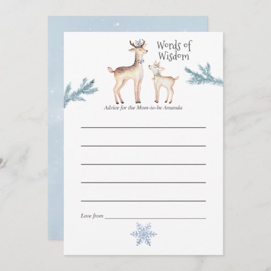 パステルウォーターカラークリスマスベビーシャワーママアドバイス アドバイスカード (正面/裏面)