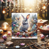 パステルウォーターカラーグリッターバニーバイブル聖句イースター シーズンカード