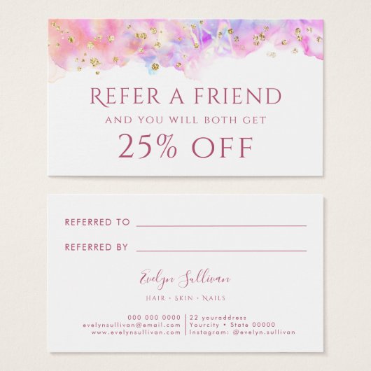 パステルウォーターカラーグリッター紹介カード (正面&裏面)