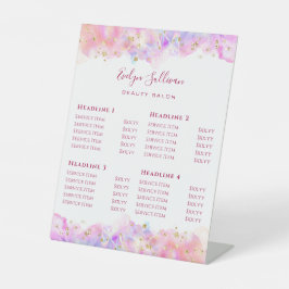 パステルウォーターカラーグリッター美しいサロン価格表 台座サイン