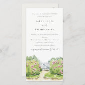 パステルウォーターカラーコテージガーデン婚約招待状 サンキューカード (正面/裏面)