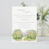 パステルウォーターカラーコテージ庭園の結婚式披露宴 エンクロージャーカード (スタンド正面)