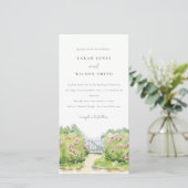 パステルウォーターカラーコテージ庭園の結婚式招待状 サンキューカード (スタンド正面)