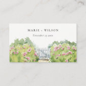 パステルウォーターカラーコテージ庭園の結婚式Webサイト エンクロージャーカード (正面)