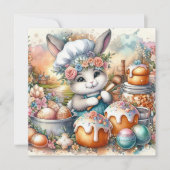 パステルウォーターカラーシェフバニーイースタートリート シーズンカード (正面)