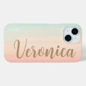 パステルウォーターカラーシーガラスピーチパーソナライズされた Case-Mate iPhoneケース (裏面 (横))