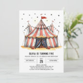 パステルウォーターカラージョイサーカス誕生日 招待状 (スタンド正面)
