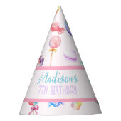 パステルウォーターカラースウィートキャンディワンダーランド誕生日 パーティーハット (正面)