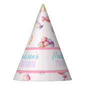 パステルウォーターカラースウィートキャンディワンダーランド誕生日 パーティーハット (左)