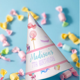 パステルウォーターカラースウィートキャンディワンダーランド誕生日 パーティーハット