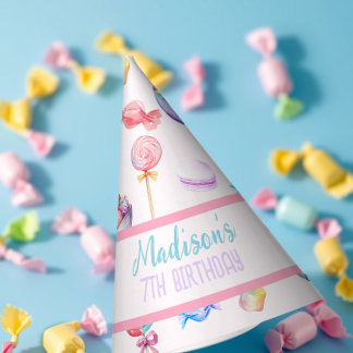 パステルウォーターカラースウィートキャンディワンダーランド誕生日 パーティーハット