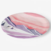 パステルウォーターカラースキーマウンテンサンセット ペーパープレート (アングル)