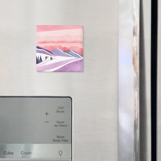 パステルウォーターカラースキーマウンテンサンセット マグネット (インサイチュ (冷蔵庫))