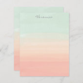 パステルウォーターカラーストライプグリーンピパーソナライズされたーチ ノートカード (正面/裏面)