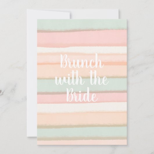パステルウォーターカラーストライプブライダルシャワー 招待状 (正面)