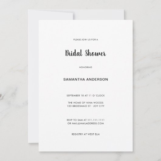 パステルウォーターカラーストライプブライダルシャワー 招待状 (裏面)